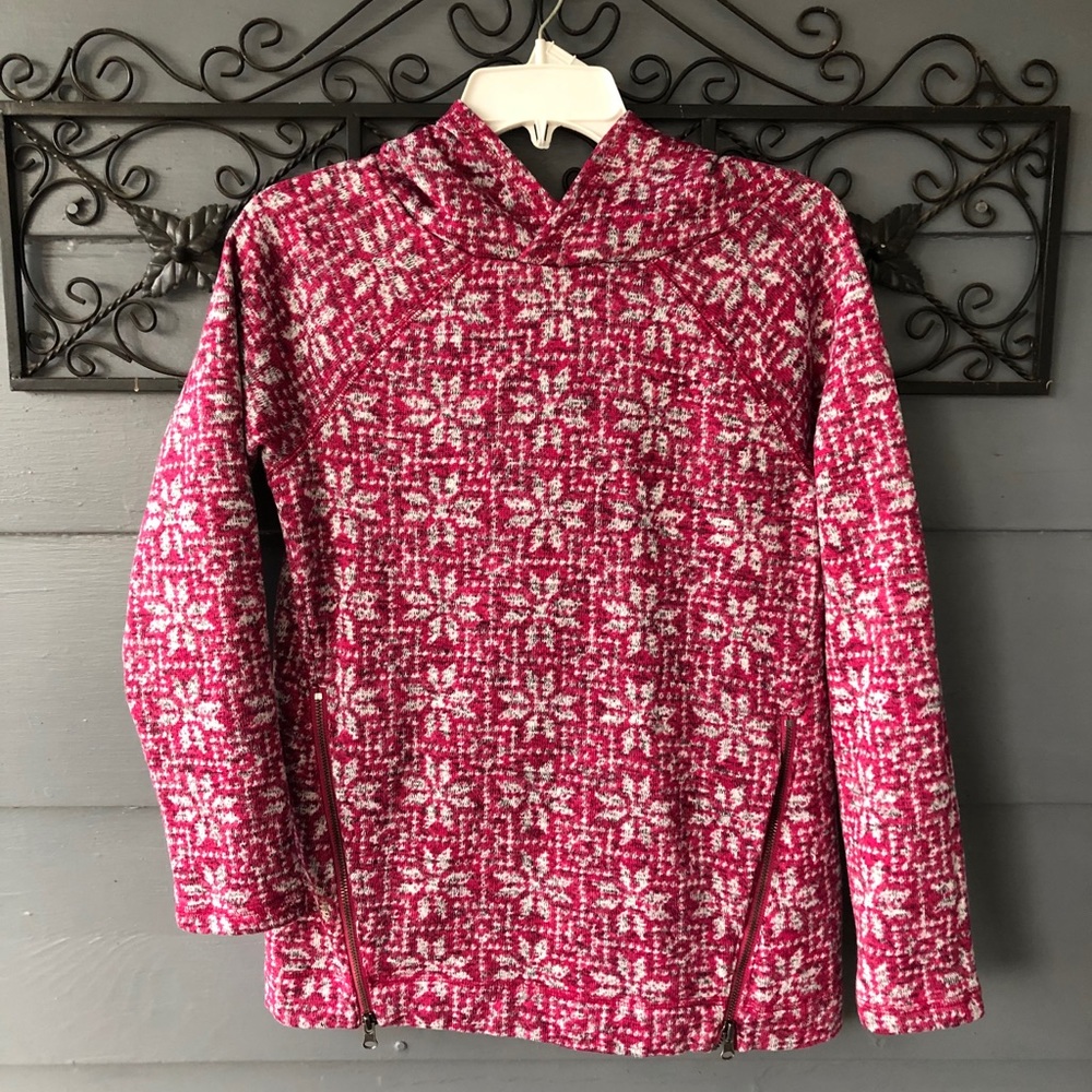 Talbots Snowflake Pattern Hoodie M Red And White - image 1